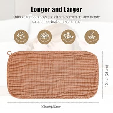 HIPHOP PANDA Muslin Burp Cloths, 10 Pack - Large 20" X10" - Ultra Absorbent and Soft 100% Cotton Baby Essentials Drool Rags and Messes for Newborn - ​Colorful Designs for Boy Girl, Multicolor - Image 3