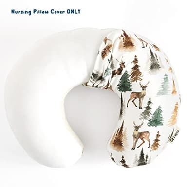GRSSDER Nursing Pillow Cover Stretchy Minky Removable Nursing Covers for Breastfeeding Pillows, Ultra Soft Comfortable Slipcover for Boy and Girls, Stylish Watercolor Forest Deer and Leaves - Image 3