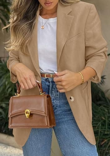 PRETTYGARDEN 2025 Blazers for Women Business Casual Long Sleeve Lapel Open Front Suit Jacket Work Blazer with Pockets (Dark Khaki,Small) - Image 3