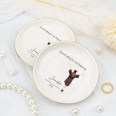 IZI POD Personalized Graduation Jewelry Dish, A Sweet Ending to a New Beginning, Graduation Senior Class of 2025, Gifts for Her, Women, Best Friends /1 - Image 4
