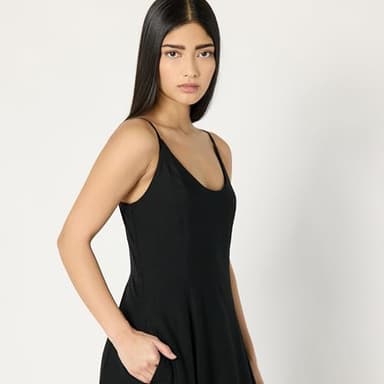 The Drop Women’s Luna Scoop Neck Linen Maxi Dress, Black, M - Image 3