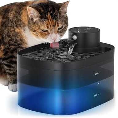 Battery Operated Cat Water Fountain, 84OZ/2.5L Wireless Pet Water Fountain for Cats Indoor, Cat Fountain with Motion Sensor, Ultra Quiet Pump, Black (Black) - Image 1