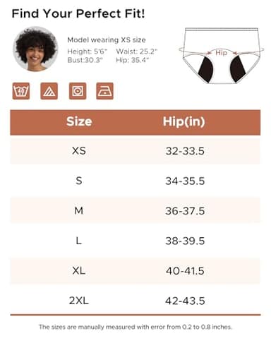 INNERSY Period Underwear for Women Teens Leak-Proof Menstrual Cotton Protective Hipster Panties 3-Pack (Heavy Flow (Bright Colors), XX-Large) - Image 6