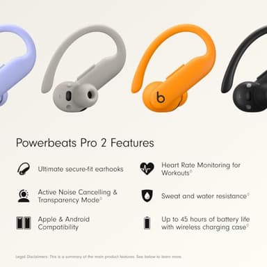 Beats Powerbeats Pro 2 Wireless Bluetooth Earbuds - Noise Cancelling, Heart Rate Monitor, IPX4, Up to 45H Battery & Charging Case, Works with Apple & Android - Electric Orange (Renewed) - Image 2