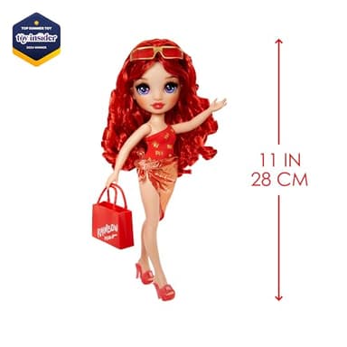 Rainbow High Swim & Style Ruby, Red 11" Fashion Doll with Shimmery Wrap to Style 10+ Ways, Removable Swimsuit, Sandals, Fun Play Accessories. Kids Toy Gift Ages 4-12 Years - Image 3