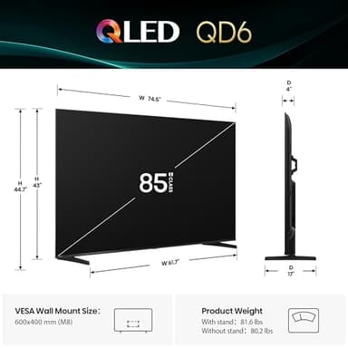 Hisense 85" Class QD6 Series (85QD6QF, 2025 Model) QLED 4K UHD Smart Fire TV, Voice Remote with Alexa, Dolby Vision, Dolby Atmos, Motion Rate 120, HDR 10+, Game Mode Plus, MEMC, VRR, ALLM - Image 2