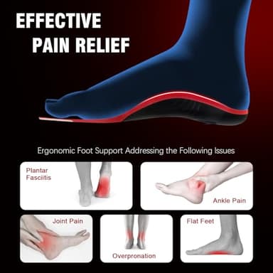 NEVVIS Plantar Fasciitis Orthotic Insole for Flat Feet, High Arch Support Inserts Women Men, 240 lb Heavy Duty Work Boot Insoles for Men, Arch Pain, Plantar Fasciitis Relief, Shock Absorb, 1 Pair - Image 2