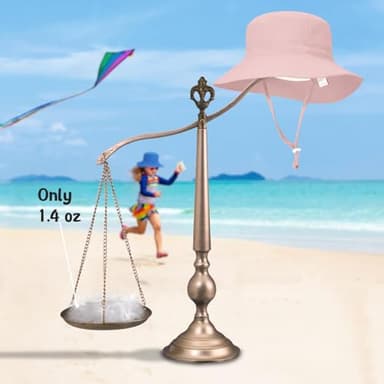 Windproof Lightweight Baby Sun Hat - UPF 50+ Bucket Hat with Wide Brim | Adjustable Strap&Chin Tie, Foldable for Beach, Hiking 0-7years Pink-Beige - Image 6