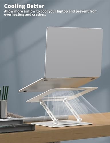 ALASHI Laptop Stand for Desk with 360° Rotating Base, Multi-Angle Adjustable Laptop Stands, Foldable Laptop Riser Compatible with 10 to 15.6 Inches PC Computer, White - Image 4