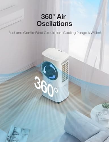 Grelife 3-in-1 Portable Air Conditioner, 400 Sq.Ft Evaporative Air Cooler with 1.72Gal Tank & 4 Ice Packs, 360° Oscillation, 30ft/s Wind Speed, 42dB Quiet, 8H Timer for Bedroom/Office/Home - Image 5