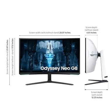 Samsung 32" Odyssey Neo G8 (G85NB) 4K UHD 240Hz 1ms G-Sync 1000R Curved Gaming Monitor, Quantum HDR2000, AMD FreeSync Premium Pro, Matte Display, DisplayPort, Black & White, LS32BG852NNXGO - Image 4