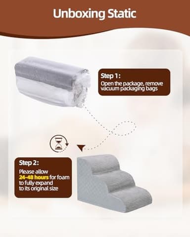 Dog Stairs Ramp for Couch 15.7" H, 3-Step Pet Stairs for Small Dogs with High Density Foam, Dog Slope Stairs with Durable Non-Slip Bottom for Puppy Grey - Image 6