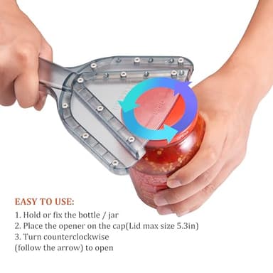 Uinxan Jar Opener for Weak Hand & Seniors with Arthritis,Easy Twist Off Bottle Caps,Patent | Unique Kitchen Gadgets, Christmas Gifts for Elderly/Women/Men (Blue) - Image 5