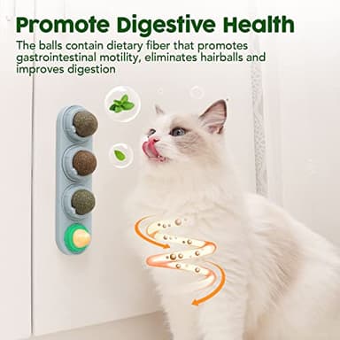 Potaroma 4 Catnip Silvervine Ball Toys, Extra Cat Energy Ball, Edible Cats Lick Kitten Chew, Teeth Cleaning Dental Wall Treats, Concentrated Flavor for All Breeds - Image 4