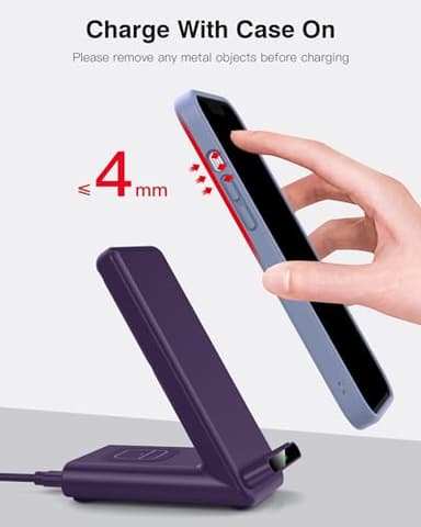 Wireless Charging Station,3 in 1 Charging Stand Made for Apple Watch Ultra 11 10 9 8 7 6 SE 5 4 3,Fast Wireless Charger Made for iPhone 17/Air/16/15/14/13/12,for AirPods Pro 3(with Adapter) (Purple) - Image 6