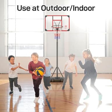Yohood Kids Basketball Hoop Outdoor 4.82-8.53ft Adjustable, Portable Basketball Hoops & Goals for Kids/Teenagers/Youth in Backyard/Driveway/Indoor, with Enlarged Base and PC Backboard - Image 7