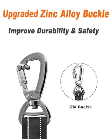 AUBELL Tactical Dog Leash Heavy Duty,4-6ft Reflective Strong No Pull Bungee Leash for Medium Large Dogs with Comfortable Padded Double Handle,Car Seat Belt,360 Degree Rotating Carabiner,Black - Image 2