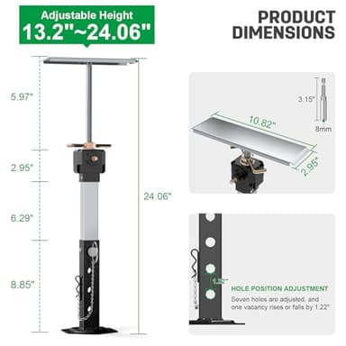 RV Slide Out Support Jacks 13"-26"(Electric Drill Adjust) 2 Pcs Heavy Duty RV Stabilizer Jacks for RV, Camper and Travel Trailer, Supports Up to 5,000 lbs and Aluminum Gear Box - Image 2