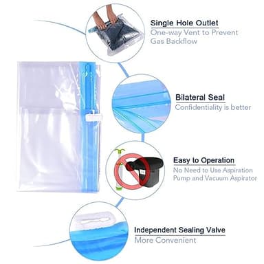 ALMING Compression Bags - Travel Essentials 12 Pack Space Saver No Vacuum or Pump Needed Storage Accessorie and Home Packing Organizers (transparent) - Image 3
