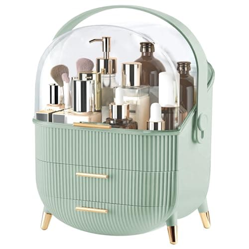 Make up Organizers and Storage, Makeup Organizer for Vanity, Cosmetics Skincare Organizers with Lid and Drawers, Cosmetic Display Cases for Countertop, Bathroom, Ideal Gifts for Women(Light Green) - Image 1