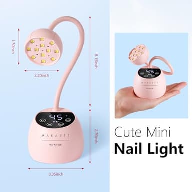 Makartt UV LED Nail Lamp - Gooseneck UV Light for Gel Nails Cherie Cordless USB 39W Nail Dryer Gel Lamp with 4 Times & Auto Sensor Professional Fast Flash Curing Polish Nail Art - Image 8