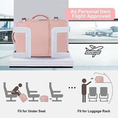 Sinaliy Travel Backpack, Carry on Flight approved Travel Bag with Multi-Pockets, Waterproof 17.3inch Laptop Backpack for Men Women, Pink - Image 6