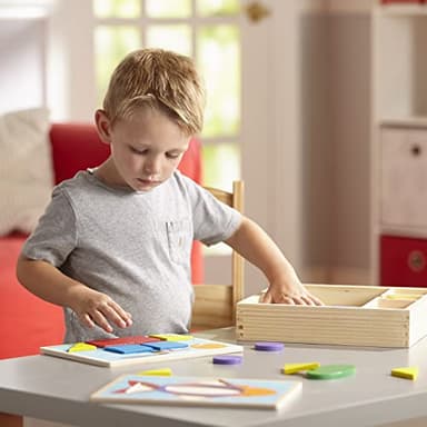 Melissa & Doug Beginner Wooden Pattern Blocks Educational Toy with 5 Double-Sided Scenes and 30 Shapes Puzzles for Kids 3+ - Image 9