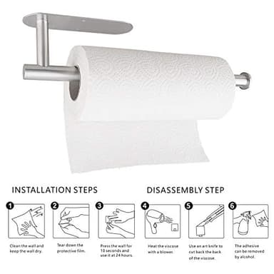Paper Towel Holders for Kitchen,Paper Towels Bulk- Self-Adhesive Under Cabinet,Both Available in Adhesive and Screws,Stainless Steel - Image 6