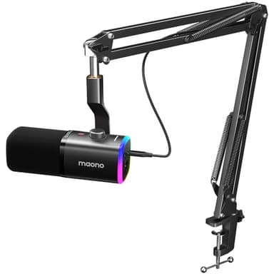MAONO XLR/USB Gaming Microphone Kit: Dynamic PC Mic for Streaming Podcasting, Software Support, Mute Button, Gain Control, RGB Computer Mic with Boom Arm Stand, for Recording, PS4/PS5, PD100XS Black - Image 1