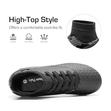 DREAM PAIRS Boys Girls Soccer Cleats Youth Firm Groud Outdoor Sport Athletic High Top Football Shoes for Little/Big Kid,Size 13 Little Kid,All/Black,HZ19002K - Image 3