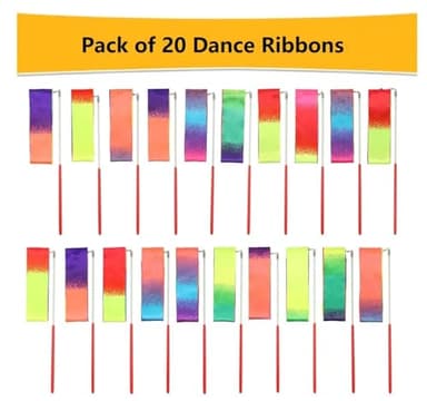 dervea 20 Pack Ribbon Dancing Wands Party Favors for Kids, Rainbow Birthday Decorations, Princess Party Supplies, Girls Party Games, Gymnastics Goody Bag Stuffers (Rainbow) - Image 2