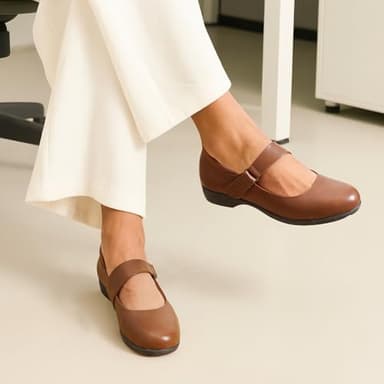DREAM PAIRS Womens Ballet Mary Jane Flats, Comfortable Business Office Dress Shoes for Women Dressy and Work with Ankle Strap,Size 8.5W,Brown,DWUWFA2502 - Image 8