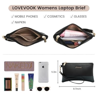 Laptop Bag for Women Leather Laptop Tote Bag Large Computer Bag Waterproof Business Office Work Bag - Image 5