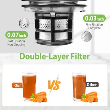 Cold Press Juicer, 6.5" Extra Large Feed Chute Juicer Machines, 350W Slow Masticating Juicer Machines with High Juice Yield for Whole Vegetables & Fruits, BPA Free, Titanium Gray, Easy to Clean - Image 4