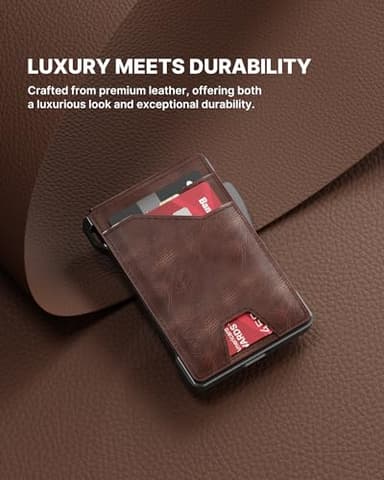 typecase Tactical Wallet for Men Card Holder: Pop Up Card Case, Genuine Leather, Smart, RFID Blocking, Slim, Minimalist, Thin, Front Pocket - 9-13 Card Capacitiy, ID Window, Money Clip (Brown) - Image 5