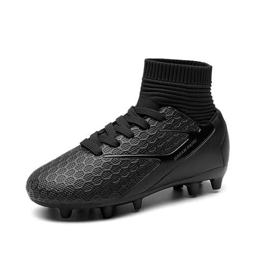 DREAM PAIRS Boys Girls Soccer Cleats Youth Firm Groud Outdoor Sport Athletic High Top Football Shoes for Little/Big Kid,Size 13 Little Kid,All/Black,HZ19002K - Image 1
