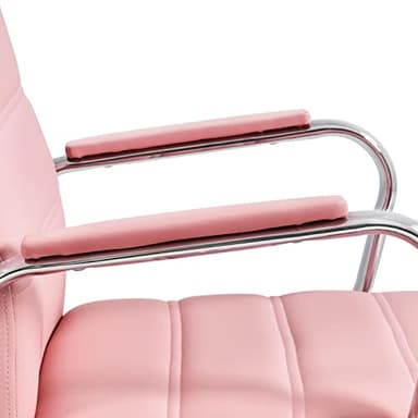 Yaheetech Mid-Back Office Chair with Arms Swivel PU Leather Height Adjustable Office Executive Chair, Pink - Image 7