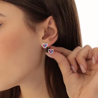 Iefil Earrings for Mom, Mom Gifts, White Topaz Ruby Earrings, April July Birthstone Jewelry - Image 2