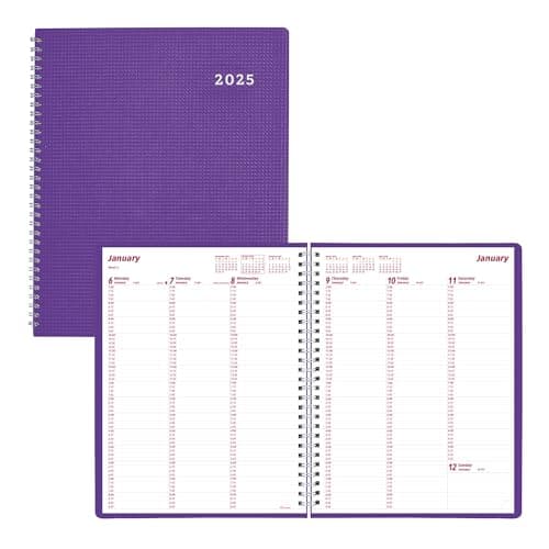 Brownline® 2025 DuraFlex Weekly Planner, Appointment Book, 12 Months, January to December, Twin-Wire Binding, 11" x 8.5", Purple (CB950V.PUR-25) - Image 1