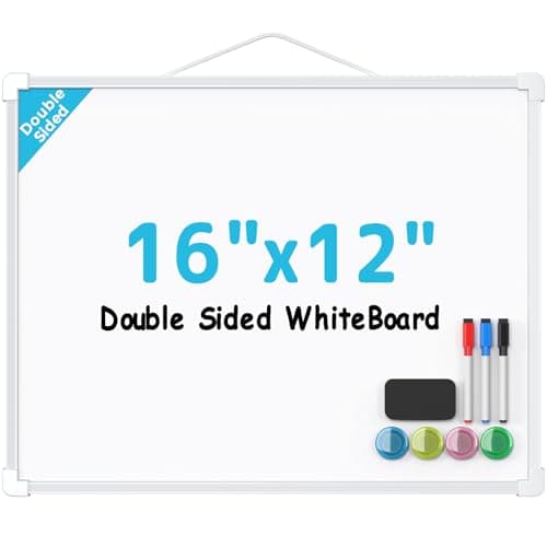 MaxGear Double-Sided Dry Erase Board for Wall, 16"x12" Hanging Whiteboard, Small Dry Erase White Board with 3 Markers&4 Magnets, Portable Whiteboard for Students - Planning, Drawing, Memo, to Do List - Image 1