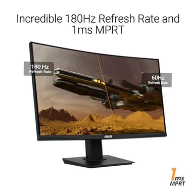 ASUS TUF Gaming 24” (23.6 inch viewable) Curved Monitor (VG24VQER) – FHD, 180Hz, 1ms, DCI-P3 90%, Extreme Low Motion Blur Sync, FreeSync, Shadow Boost, Eye Care, DisplayWidget Center, 3yr Warranty - Image 3