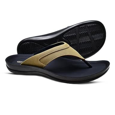 AEROTHOTIC Comfortable Arch Support Flat Sandals for Women Comfy Toe Post with Cute Soft Padded Straps Casual Fashion Vacation Essentials Dressy Shower Sandals (Terrene Khaki, Size 8) - Image 5