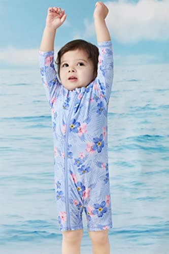 UMELOK Infant Swimwear Girls One Piece Full Zip with Long Sleeve UPF 50+ Sun Protection Swimsuit Purple-Geranium,3M - Image 2
