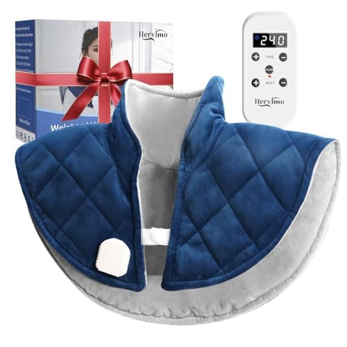 Heating Pad for Neck and Shoulders and Back, Weighted Heating Pads for Back Pain Relief, 2.2lb Large Electric Heat Pad, 6 Heat Settings, 5 Auto-Off, Birthday Christmas Gifts for Women Mom Men Dad Blue - Image 1