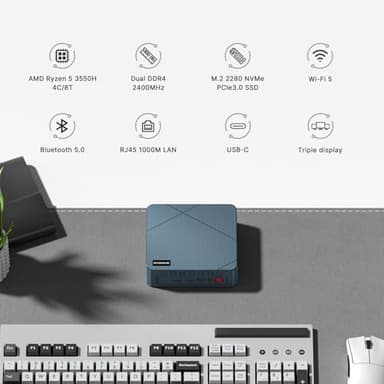 BOSGAME E2 Mini PC, Mini Computers with AMD Ryzen 5 3550H, 16GB DDR4 512GB PCIe SSD, 4K Triple Display, Type-C & USB3.2, RJ45, Wi-Fi 5/BT 5.0, Micro Desktop Computer for Office, Home & Streaming - Image 2