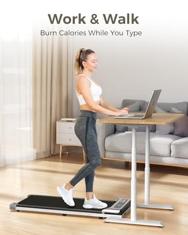 Yagud Under Desk Treadmill, Walking Pad for Home and Office, 2.5 HP Portable Walking Jogging Running Machine with Remote Control and LED Display, Silver - Image 2