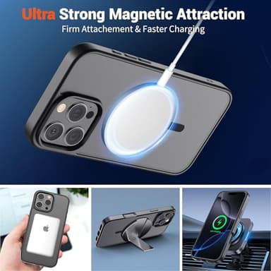 SUPFINE Magnetic for iPhone 16 Pro Max Case (Compatible with MagSafe) (Military Grade Drop Protection) Translucent Matte Shockproof Phone Cover, Black - Image 5