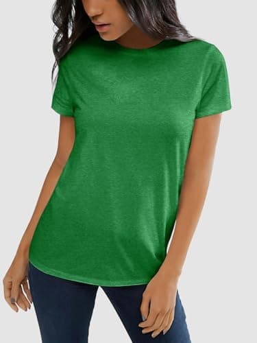 ATHMILE Christmas T Shirt Womens Short Sleeve Round Neck Shirts Summer Top Fashion Basic Tee Green - Image 4
