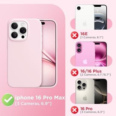 GolbinBox Magnetic for iPhone 16 Pro Max Case, Compatible with MagSafe, Screen Protector + Camera Lens Protector, Liquid Silicone Shockproof Protective Phone Case for iPhone 16 Pro Max, Chalk Pink - Image 2