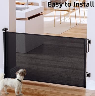 Cumbor Retractable Baby Gates for Stairs, Mom Choice Award Winner-55 Wide Mesh Dog Gate for Doorways, 34" Tall Easy to Use Pet Fence for The House, Toddler Safety Essentials Indoor&Outdoor, Black - Image 7